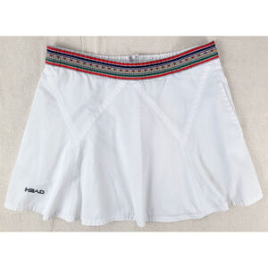 Vintage Head Tennis Skirt White Multicolored Waistband Women's Medium Tenniscore